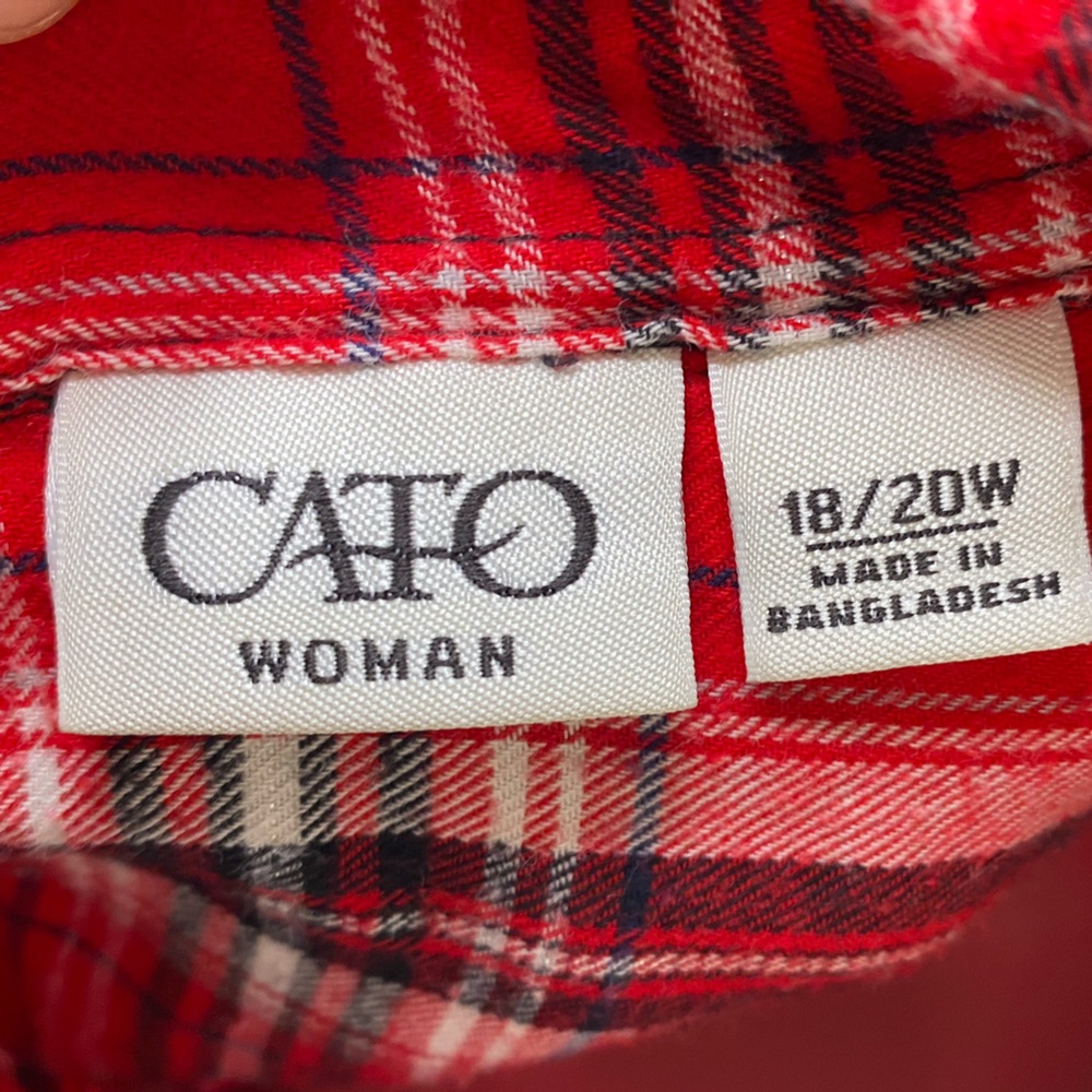 Red half button flannel - Picture 3 of 3